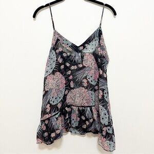 LoveShackFancy Silk Floral Spaghetti Strap Y2K Babydoll Top Size Small
